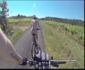 Flashing and nude in public biking on the road from yamaha road master 150 bikes