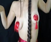Young girl is playing her natural tits with nipple stickers from whatsapp sticker