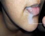 Desi Cute Indian Bhabhi gets Massive Cumshot in Beautiful Mouth & Lip from her Devar's Cock !! from indian desi girl getting facial cum shot