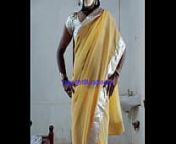 Indian crossdresser model Lara D'Souza in yellow saree part 2 from indian shemale saree sex