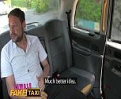 FemaleFakeTaxi Sexy Cabbie in stunning red dress fucks her passenger on backseat from shamna kasem fucked fake sex image