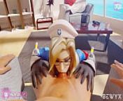 Mercy Blowjob from overwatch doctor mercy creampied