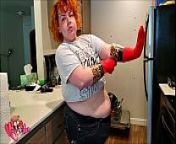 red rubber gloves andFAT ASS from fat slut soaped in ba