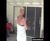 Old lady fucks in backyard by the pool from sand kali video