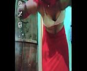 Indian Gay Crossdresser Gauri Sissy xxx video call in red saree showing his boobs and bra strap from indian xxx video gay