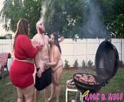 BBW Babe Rose Kush Licks Nipples While Old Man BBQ from nipple fetish