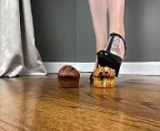 Frannie Feets Crushes Muffins In Sexy Heels from demon trampled under goddess feet