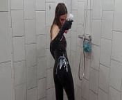 Showering in latex from very beautiful young girl removing saree saree blows and brass showing boombs