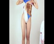 Strip scene of a woman changing into a race queen costume. from race queen