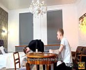 TUTOR4K. Tricky boy manages to drill mature tutor in black stockings from pimpandhost boys hard