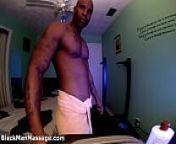 BlackMan Takes off towel and Shows All from massage man