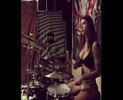 felicity feline drums in her undies at home from rockstar dans