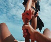 A Blonde Girl strokes a Guys Dick with Feet, Masturbates, he Cums, Public Nudist Beach, Foot fetish from cant understand how to posting via redgifs in good quality
