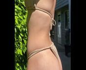 Fit Girl Summer Outdoor Thong Bikini Try On from bangla nadia prova