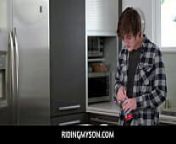 Stepmom Penny Barber catches stepson Tyler Cruise fucking a can of raw dough and helps him out from xxx pate