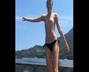 Teen dancing and flashing boobs from sexy bally chain bikini hot at the beach