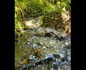 Gushing Fairy river squirts magic from forest fairy undressed in nature