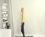 Blonde petite girl in a casting from a petite blonde