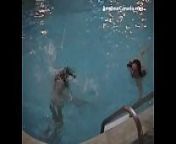 Skinny dipping dare teen makes out with lesbian after steam bath from naked and kissing