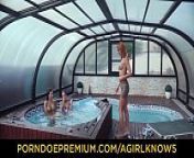 A GIRL KNOWS - Hot lesbian threesome in the pool with Susy Gala, Canela Skin and Kessy Shy from gala swami
