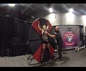Blonde Lady on a spinning wheel at EXXXotica NJ 2021 NJ in 360 degree VR from 360 doc