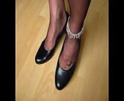 black leather GABOR pumps, nylons and anklet with jingles - shoeplay by Isabelle-Sandrine part 1 from tamil muslim girls anklet leg