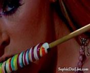 Big Tit Sophie Dee Licks Lollipops and Pussy! from sopihe dee