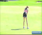Young sexy brunette amateur Adria plays golf and getting naked there and show her nice round ass from gulsim ali naked