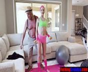 Teen works out then fucks her step grandad from step sonnn