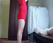 RED Mini Dress White Sexy Trans Cute Sissy Big Butt Solo Performer Crossdresser Model Cosplayer Femboy Striptease MTF from cute shemale or sister hot fuck
