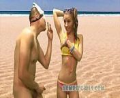 Blonde Beach Teen in Thong Panties Dick Flash and Armpit Worship from norah nova dick flash