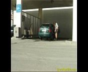 Crazy pee girl at the car wash from car pissing