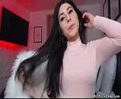 Busty clothed amateur on webcam from big black tits in blouse