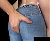 Sunny is down on her knees to swallow man juice from sunny lane jeans