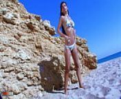 Hot mature arab brunette Bettina Kox dancing and stripping in the rocks from beach full sex arab boob