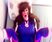 D.va gets play of the game from d va cosplay babe blowjob cute fuck machine