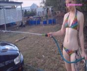 Bikini Car Wash Aussie Amateur Boob and Pussy Flash from nsw