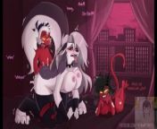 Blitzo fucks his lover Loona and his wife watches them from furry