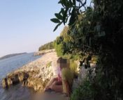 Teen teacher sucks my cock in a public beach in Croatia in front of everyone - it's very risky from real fuc