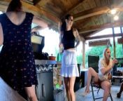 Sexy and Hot Tight Pussy Girls having a party Outdoors at the Garden No Panties and with Thongs from al bra