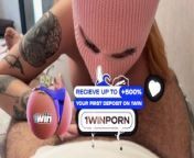 masked girl do blowjob from voyuer toilet