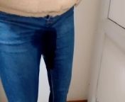 I really want to go to the toilet, so I piss in jeans in the hall from 3gp bbw piss toilet vid