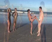 &quot;Public Beach Ballbusting&quot; Goddess Adara Jordin, Taylor Knight, Nyssa Nevers & Andrea Dipre from goddess brianna beach andstepson vedoe