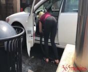 Hot blonde bending over cleaning out her car gets fucked in public by thug at car wash from ঢাকা চোদাচুদি