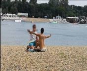 Milf Lilly naked on public beach got oil massage from stranger from milflilly