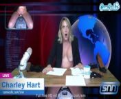 Camsoda - Hot Blonde Milf rides Sybian and masturbates during news cast from dj soda