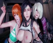 Tifa ~ Nami ~ 2B ~ Multiplayer Sex ~ Exclusive production from multi cumshots