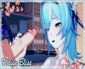 Eula gives a handjob before he cums in her mouth (Genshin Impact Hentai). from eula valdez