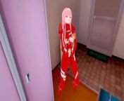 Zero Two in exoskeleton caresses her pussy, shakes and cums | womens locker room [3d hentai] from darling in the franxx futa