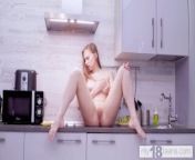 MY18 - Busty lustful babe fucks herself in the kitchen from my18
